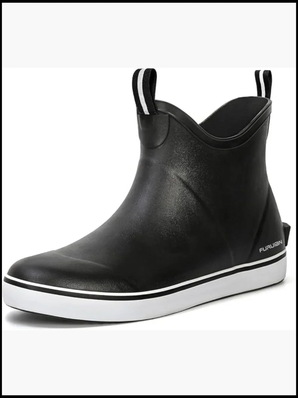 Men's Waterproof Ankle Rain Boots Non-Slip Rubber Deck Boots for Boating